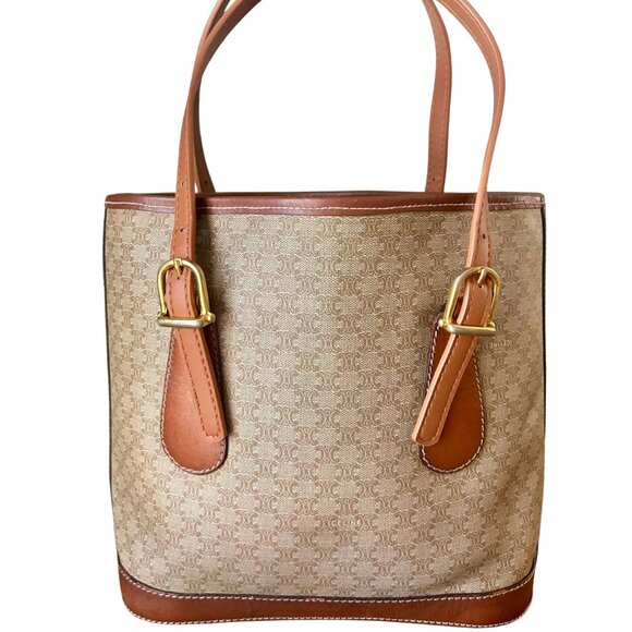 CELINE Tan Macadam Canvas PVC & Leather Bucket/tote bag - Picture 2 of 13